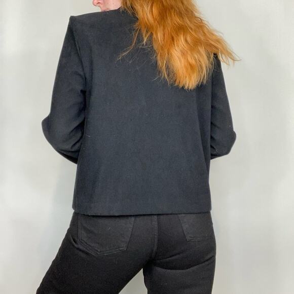 Vintage 90s Y2K Classic Black Oversized Medium Shirt Jacket Shacket Blazer Coat - Picture 8 of 12